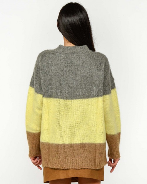 Solo Tre Maglione Misto Lana Girocollo Tricolor  M3F0056 FV 400 CASTAGNA