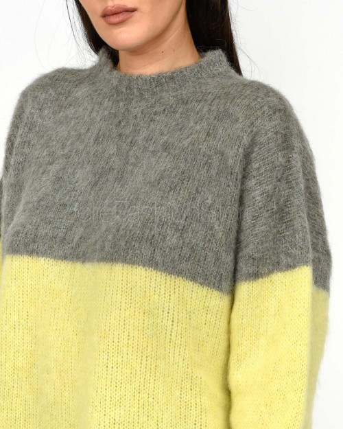 Solo Tre Maglione Misto Lana Girocollo Tricolor  M3F0056 FV 400 CASTAGNA