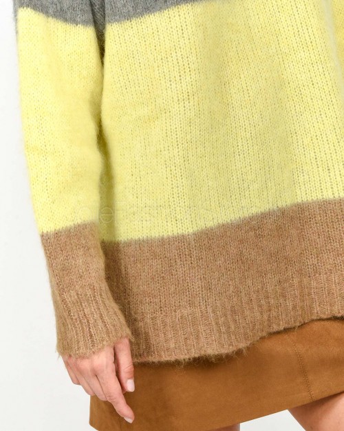 Solo Tre Maglione Misto Lana Girocollo Tricolor  M3F0056 FV 400 CASTAGNA