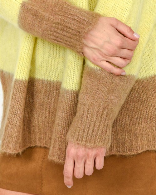 Solo Tre Maglione Misto Lana Girocollo Tricolor  M3F0056 FV 400 CASTAGNA