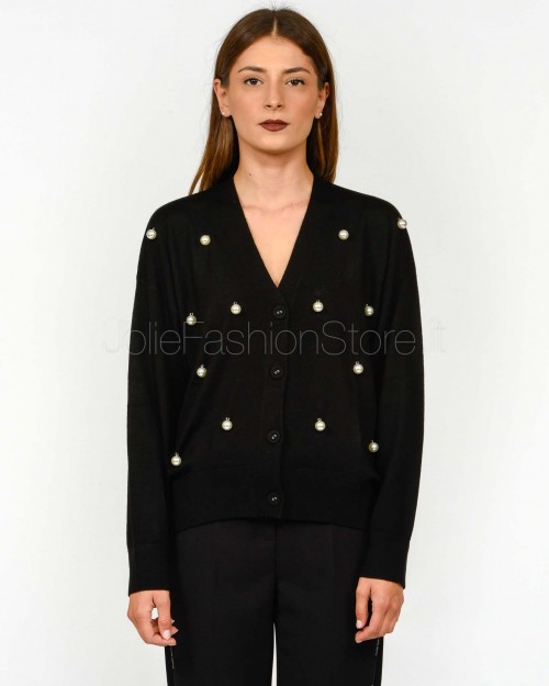 Meimeij Cardigan Con Applicazioni di Perle Nero  M5IZ14 100