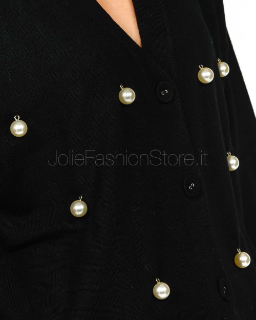 Meimeij Cardigan Con Applicazioni di Perle Nero  M5IZ14 100