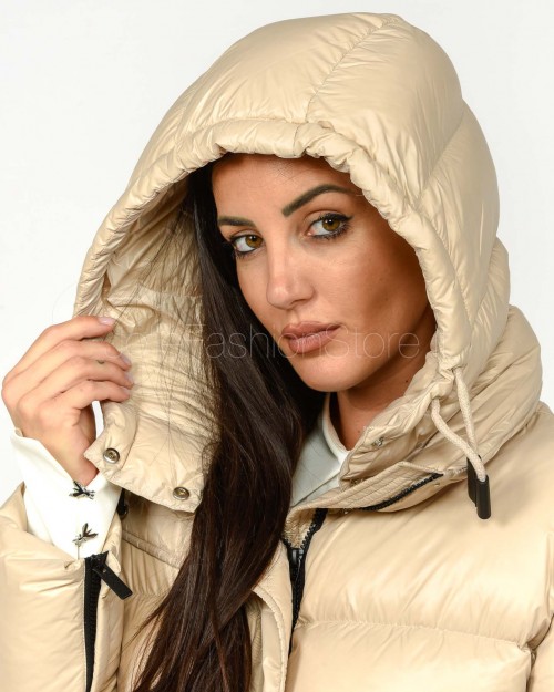 Solo Tre Piumino Con Cappuccio Removibile Beige  M1F0165 FU 04S MANDORLA