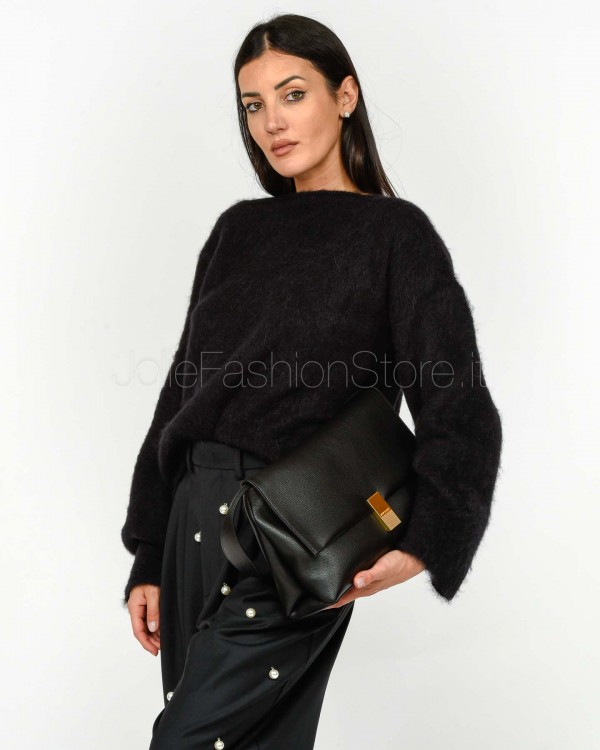 Solo Tre Maglione Misto Lana Scollo a Barca Nero  M3F0060 A 99 NERO