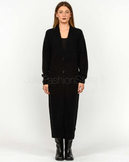 Patrizia Pepe Cardigan Lungo in Maglia Morbida Nero  2K0323 K293 K103