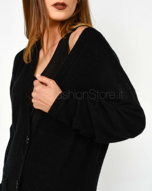 Patrizia Pepe Cardigan Lungo in Maglia Morbida Nero  2K0323 K293 K103