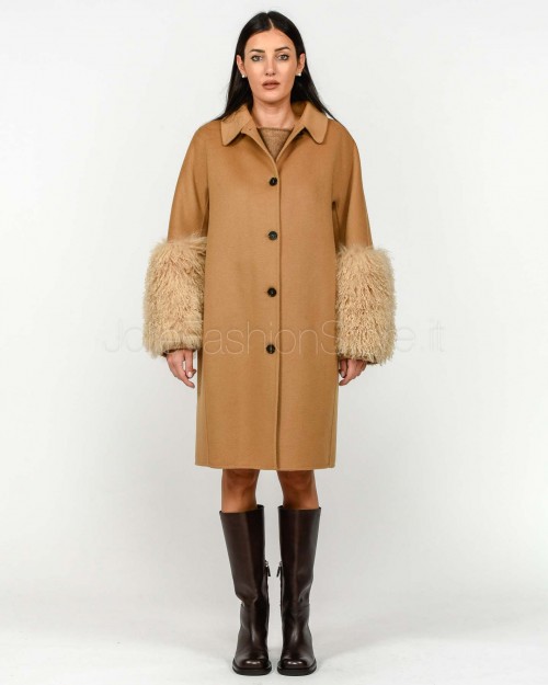 Ermanno Cappotto Monopetto Con Manicotto Cammello  D47ED015EY6-EY6 MF700
