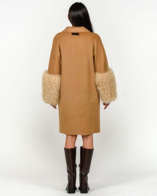 Ermanno Cappotto Monopetto Con Manicotto Cammello  D47ED015EY6-EY6 MF700