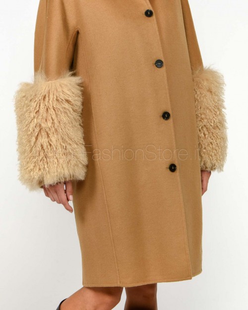 Ermanno Cappotto Monopetto Con Manicotto Cammello  D47ED015EY6-EY6 MF700