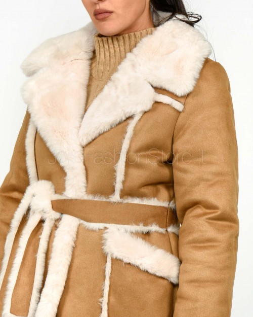 Helmur Coat with Pockets and Camel Belt Montreal Model  MONTREAL CAMMELLO