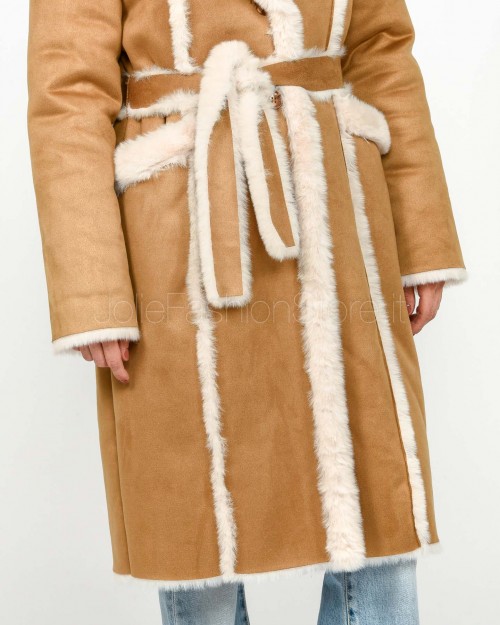 Helmur Coat with Pockets and Camel Belt Montreal Model  MONTREAL CAMMELLO