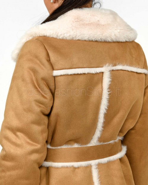 Helmur Coat with Pockets and Camel Belt Montreal Model  MONTREAL CAMMELLO