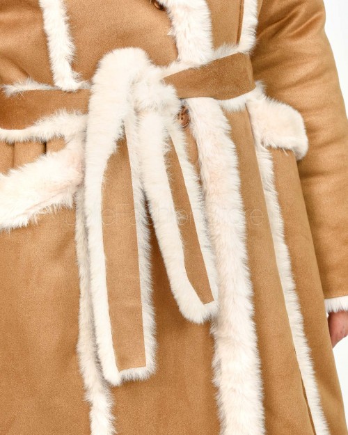 Helmur Coat with Pockets and Camel Belt Montreal Model  MONTREAL CAMMELLO