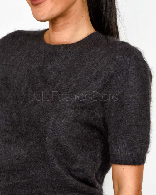 Solo Tre Maglia Maniche Corte Misto Cashmere Grigio Antracite  M3F0091 FU 96S ASFALTO