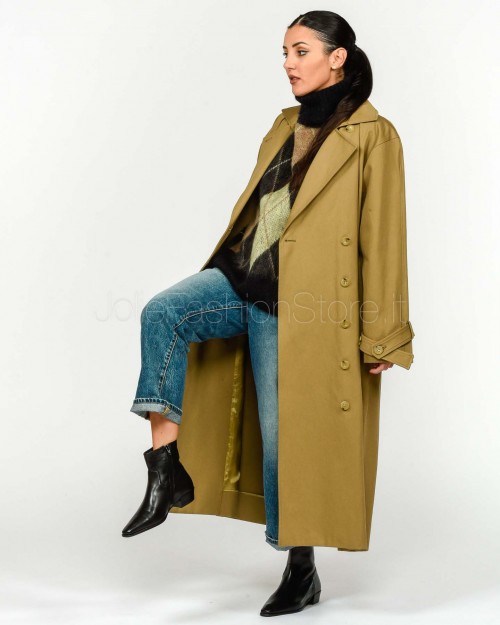 Solo Tre Cappotto Doppiopetto In Cotone Marrone