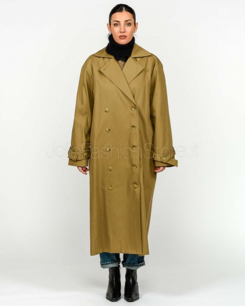 Solo Tre Cappotto Doppiopetto In Cotone Marrone  M1F0033 FU 14S CAFFELATTE