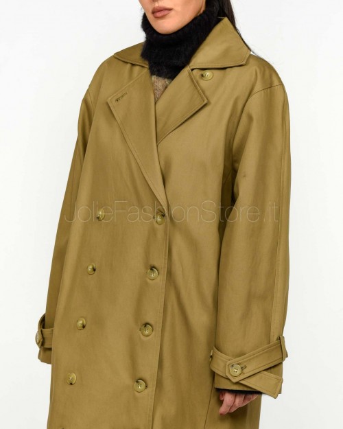 Solo Tre Cappotto Doppiopetto In Cotone Marrone  M1F0033 FU 14S CAFFELATTE