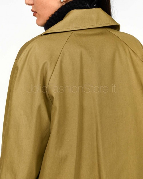 Solo Tre Cappotto Doppiopetto In Cotone Marrone  M1F0033 FU 14S CAFFELATTE