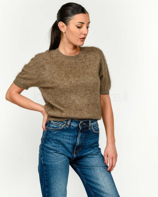 Solo Tre Maglia Maniche Corte Misto Cashmere Nocciola  M3F0091 FU 15S NOCCIOLA