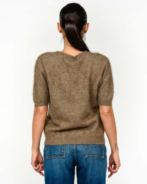 Solo Tre Maglia Maniche Corte Misto Cashmere Nocciola  M3F0091 FU 15S NOCCIOLA