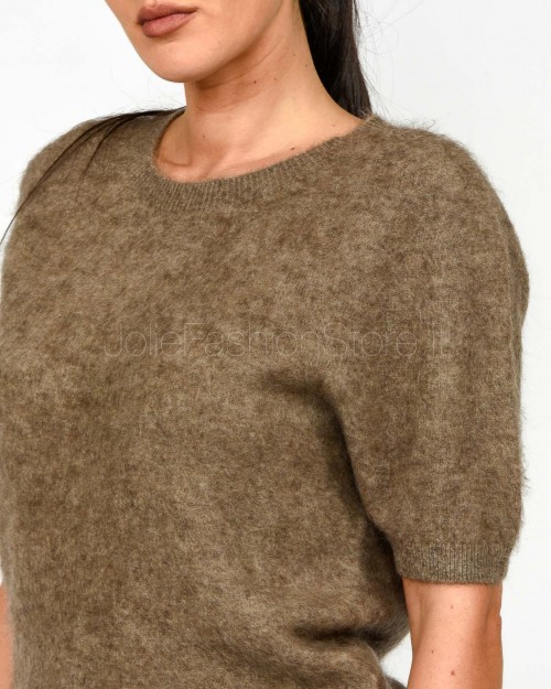 Solo Tre Maglia Maniche Corte Misto Cashmere Nocciola  M3F0091 FU 15S NOCCIOLA