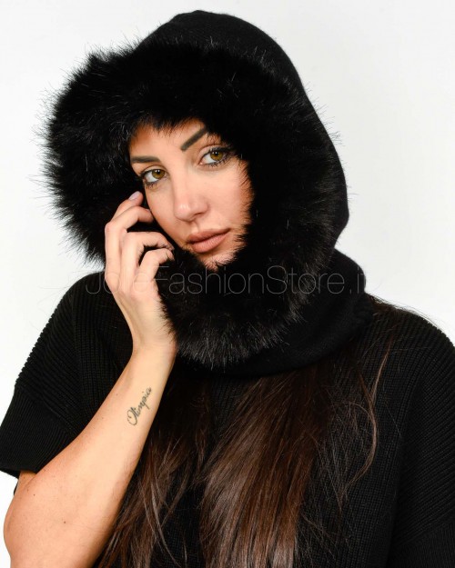 Regina Gold Balaclava Black with Faux Fur  40622 NERO