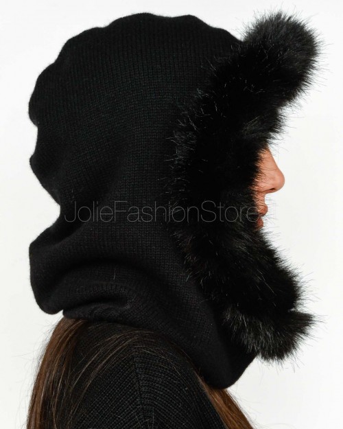 Regina Gold Balaclava Black with Faux Fur  40622 NERO