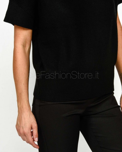 Patrizia Pepe Top Smanicato "ESSENTIAL" in Maglia Nero  2K0351 K9O3A K103