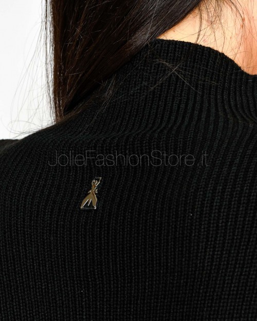 Patrizia Pepe Top Smanicato "ESSENTIAL" in Maglia Nero  2K0351 K9O3A K103