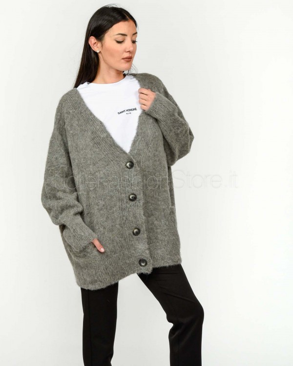 Solo Tre Cardigan Over Misto Lana Grigio  M3F0061 FU 93S ALLUMINIO