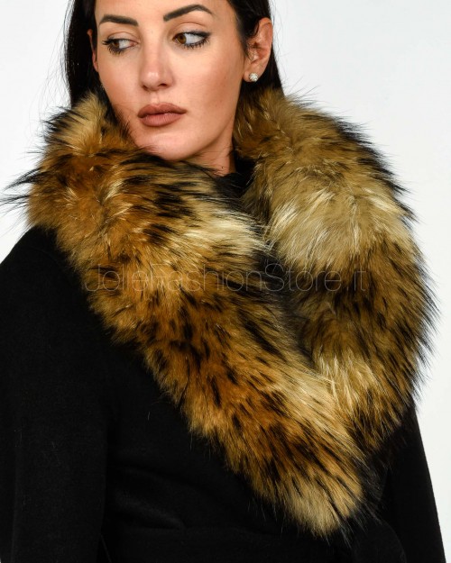 Regina Gold Cappotto in Lana e Cashmere con Pelliccia Nero  52036 NERO