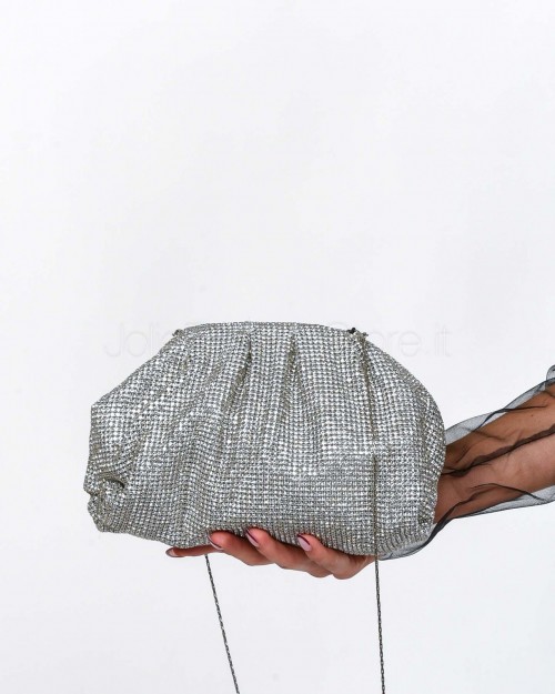 Twenty Fourhaitch Pouch Bag in Maglia di Cristalli Argento