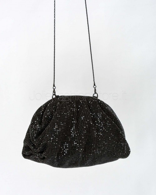 Twenty Fourhaitch Pouch Bag in Maglia di Cristalli Nero  PETRA NERO