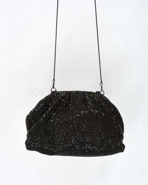Twenty Fourhaitch Pouch Bag in Maglia di Cristalli Nero  PETRA NERO
