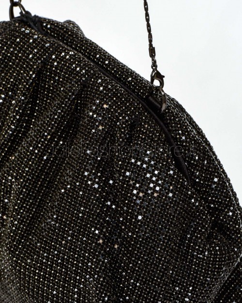 Twenty Fourhaitch Pouch Bag in Maglia di Cristalli Nero  PETRA NERO