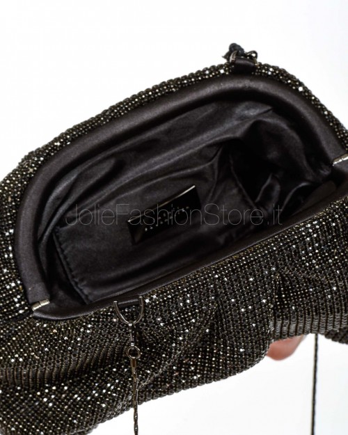 Twenty Fourhaitch Pouch Bag in Maglia di Cristalli Nero  PETRA NERO