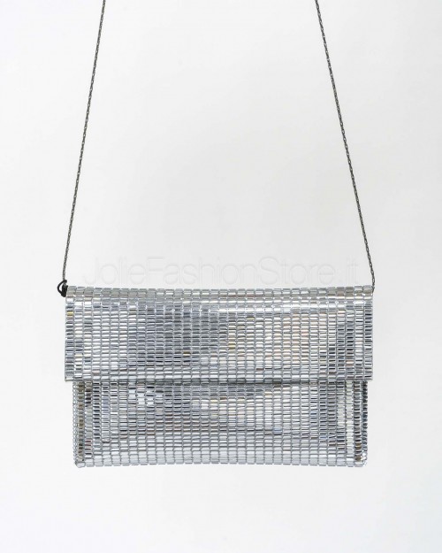 Twenty Fourhaitch Pochette in pixel, con tracolla in metallo removibile 23*2*14 Argento  VEGA PIXEL ARGENTO
