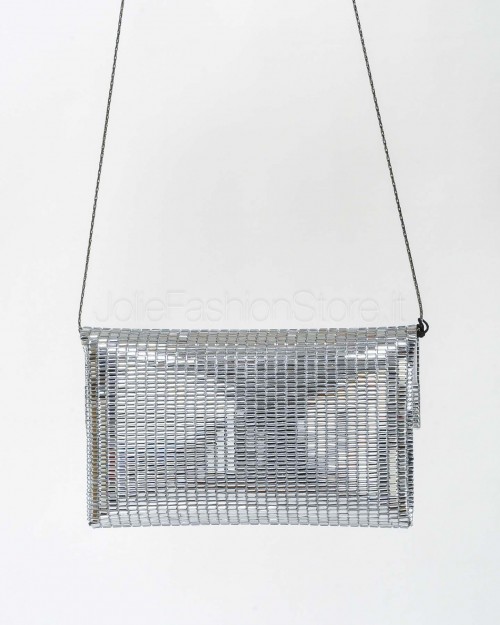 Twenty Fourhaitch Pochette in pixel, con tracolla in metallo removibile 23*2*14 Argento  VEGA PIXEL ARGENTO