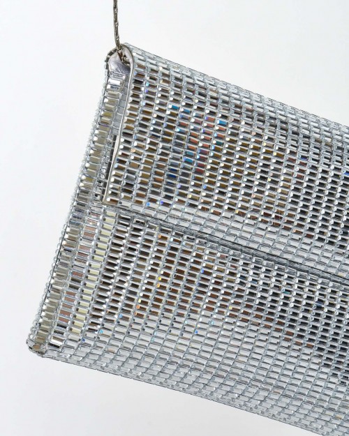 Twenty Fourhaitch Pochette in pixel, con tracolla in metallo removibile 23*2*14 Argento  VEGA PIXEL ARGENTO