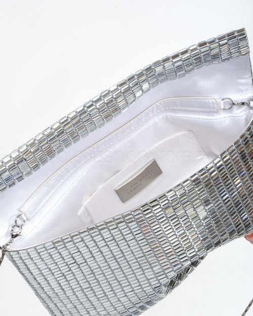 Twenty Fourhaitch Pochette in pixel, con tracolla in metallo removibile 23*2*14 Argento  VEGA PIXEL ARGENTO