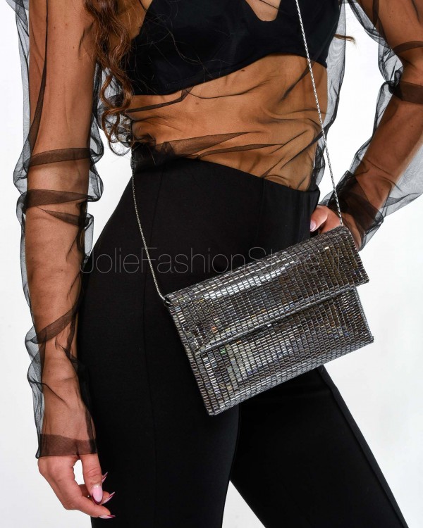 Twenty Fourhaitch Pochette in pixel, con tracolla in metallo removibile 23*2*14 Nero  VEGA PIXEL NERO