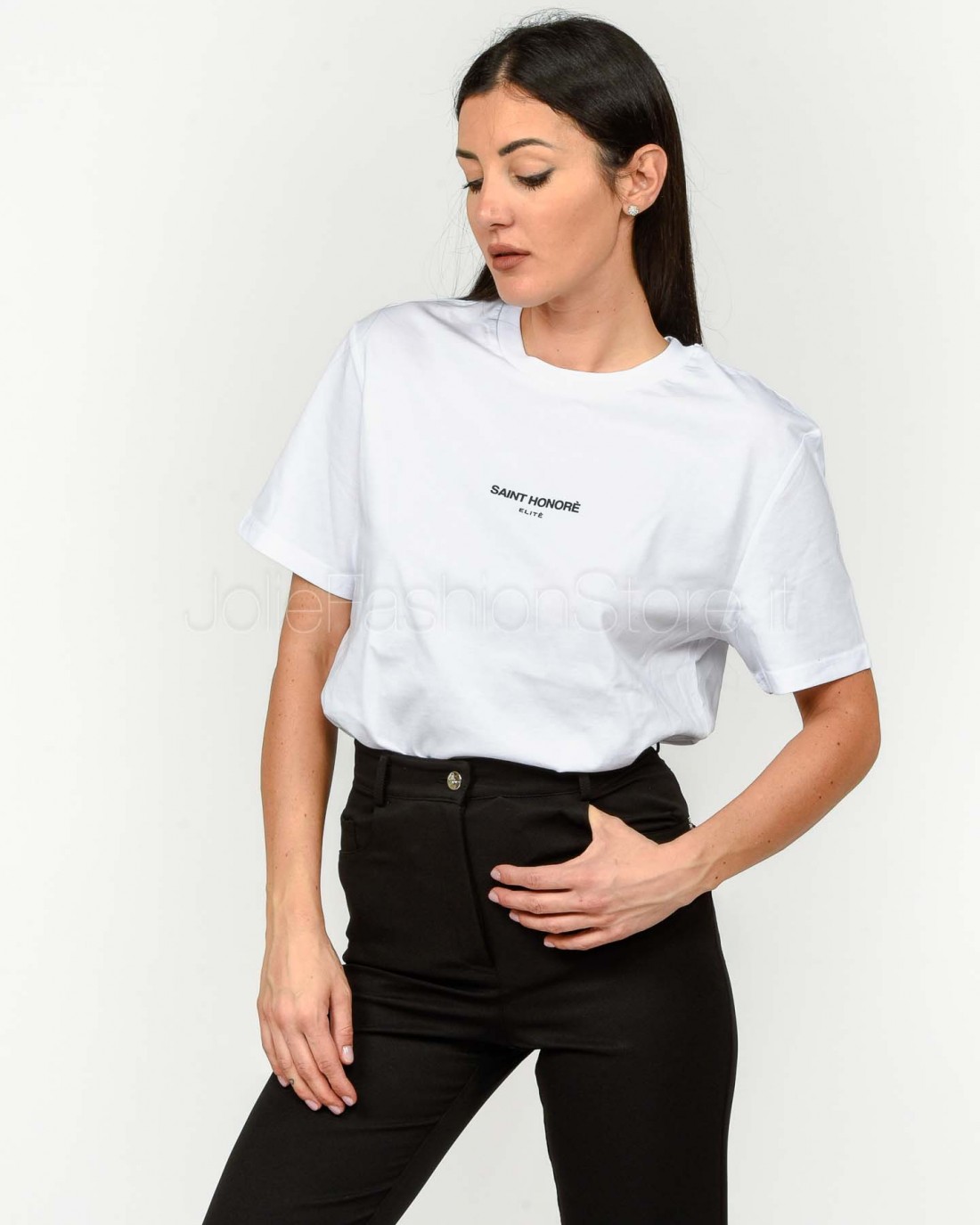 Elitè T-Shirt Bianca con Logo Nero