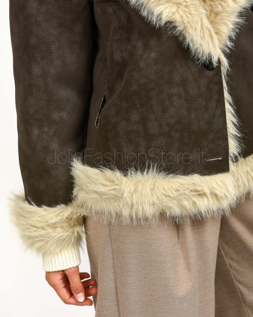 Tavus Milano Giacca Reversibile Eco Pelliccia Dark Brown  25232 DARK BROWN