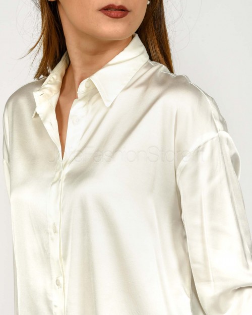 J-Cube Camicia in Satin Bianca  RM97 BIANCO