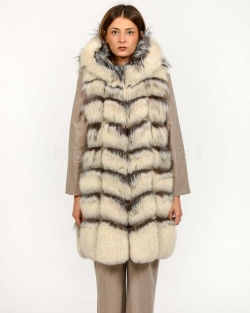 Frame Pelliccia Gilet Volpe + Ciuffi Argento Naturale  327507 ARGENTO