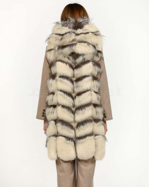Frame Pelliccia Gilet Volpe + Ciuffi Argento Naturale  327507 ARGENTO