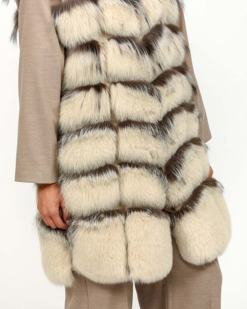 Frame Pelliccia Gilet Volpe + Ciuffi Argento Naturale  327507 ARGENTO