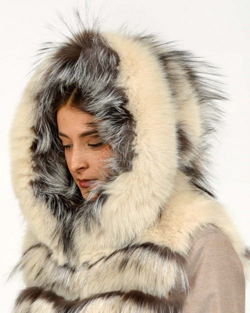 Frame Pelliccia Gilet Volpe + Ciuffi Argento Naturale  327507 ARGENTO
