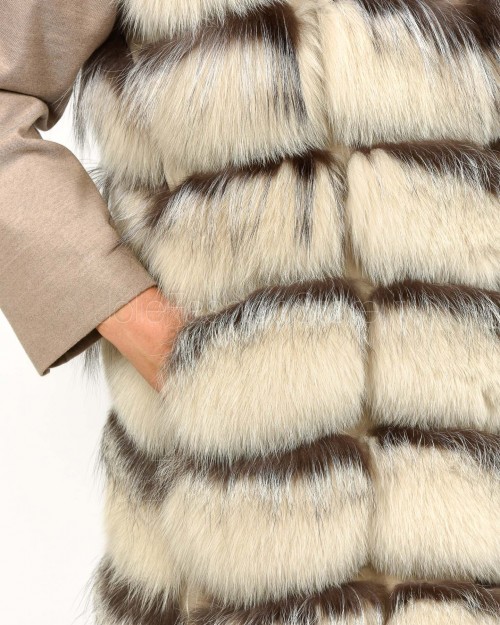 Frame Pelliccia Gilet Volpe + Ciuffi Argento Naturale  327507 ARGENTO