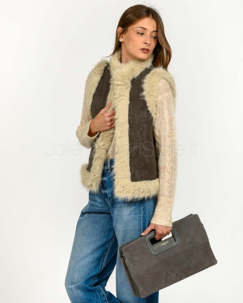 Tavus Milano Gilet Reversibile Eco Volpe Dark Brown